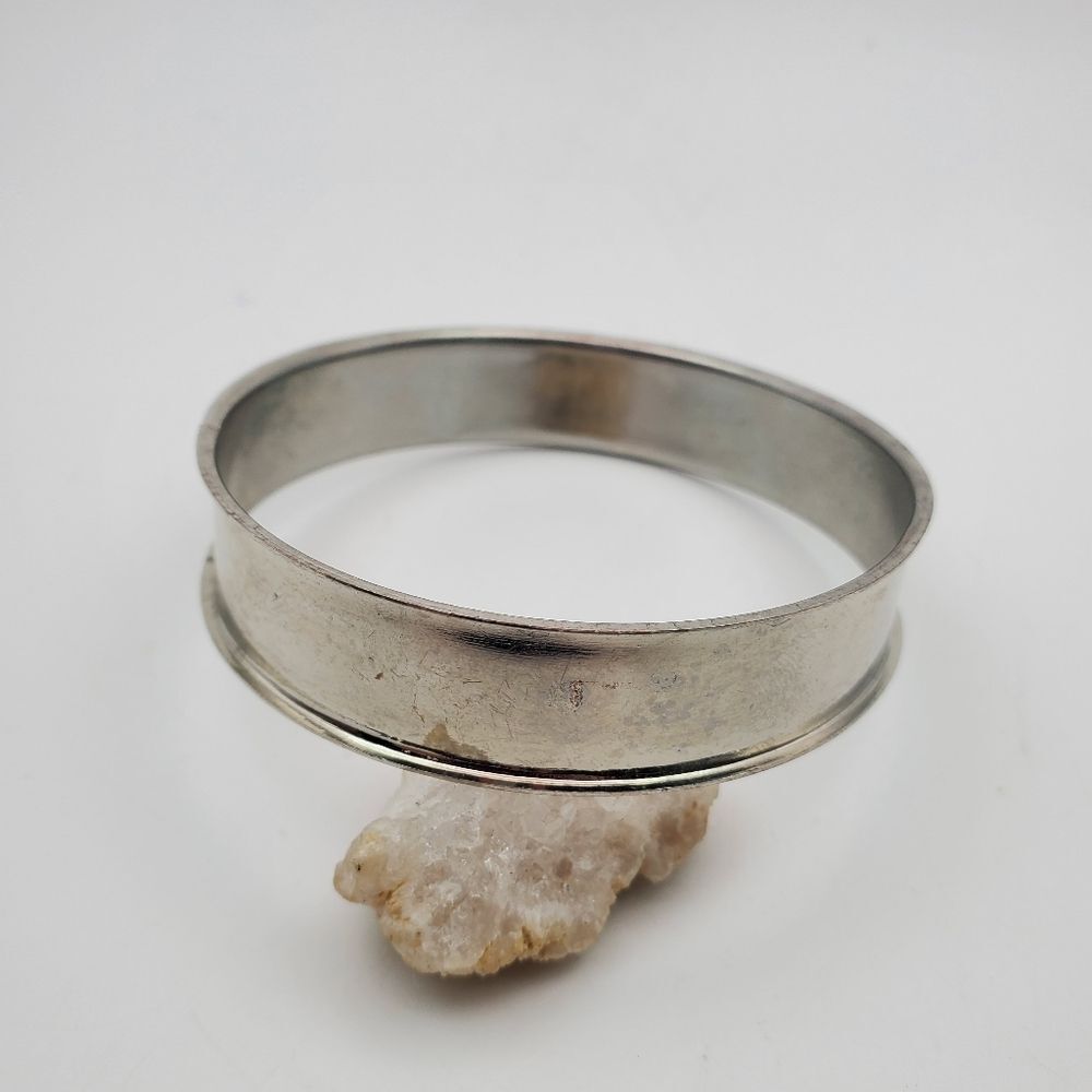 Antique sugar bowl styled silver tone bracelet bangle‎ B1322